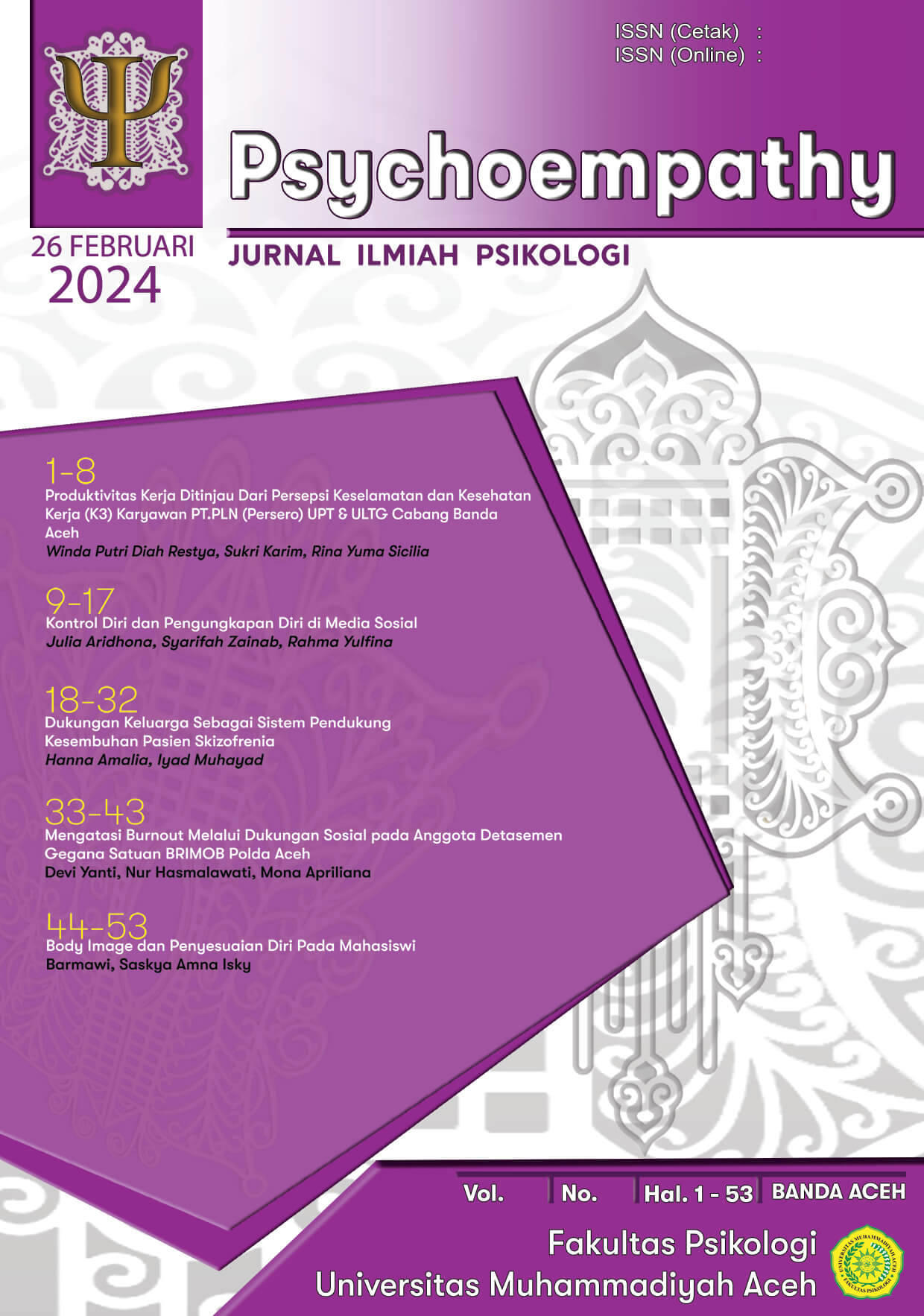 					View Vol. 1 No. 1 (2024): Psikologi
				
